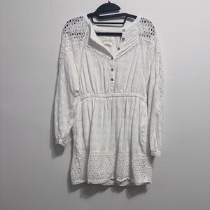 Anthropologie Cotton White Eyelet Lace Dress Petite